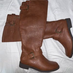 Brown leather boots